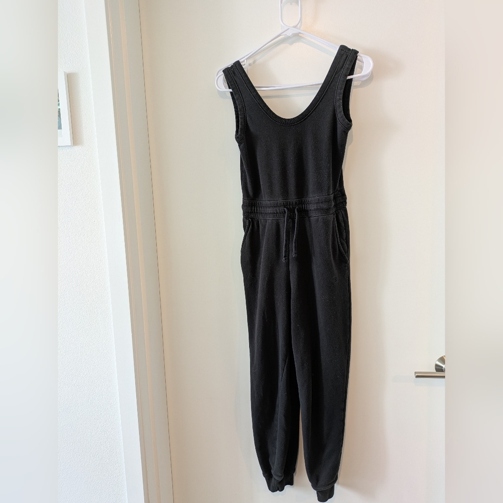 everlane black terry jumpsuit xs